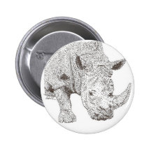 Rhino Pointillism Pinback Button