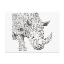 Rhino Pointillism postcards