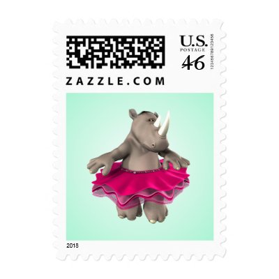Rhino Small Green Postage Stamp