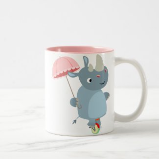 Rhino with Umbrella on Unicycle Mug mug