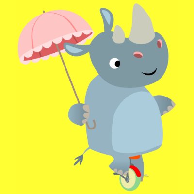 Rhino with Umbrella on Unicycle Women T-Shirt by Lioness_Graphics