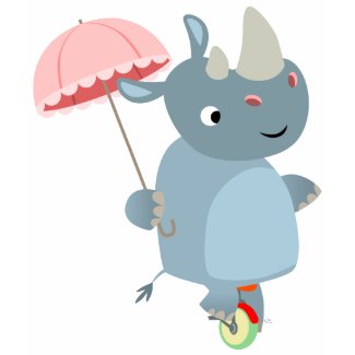 Rhino with Umbrella on Unicycle Women T-Shirt shirt