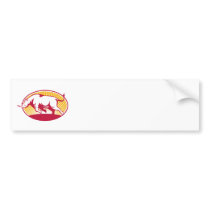 Rhinoceros Charging Side Retro Bumper Sticker