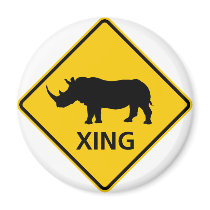 Rhinoceros Crossing Highway Sign magnets