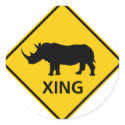 Rhinoceros Crossing Highway Sign stickers