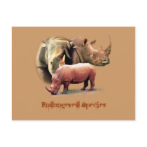 Rhinoceros The Endangered Species Cards postcards by psychostudio Rhinoceros The Endangered Species Cards postcards