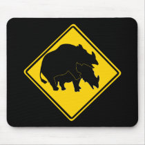 RHINOS CROSSING ROAD SIGN mousepads by Sofia_Youshi RHINOS CROSSING ROAD SIGN mousepads