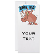 rhinos rule funny rhinoceros cartoon custom rack card