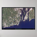 Rhode Island Coastline satellite poster