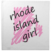Rhode Island Girl with Scribbled Rhode Island Map Cloth Napkins