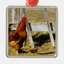 Rhode Island Red Rooster Christmas Tree Ornament