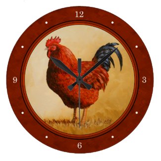 Rhode Island Red Rooster Clocks