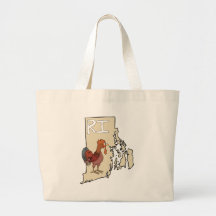 Rhode Island RI Map & Cartoon Red Chicken Art Bag