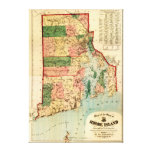 Rhode IslandPanoramic MapRhode Island Gallery Wrap Canvas