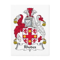 Rhodes Family Crest postcards by coatsofarms Rhodes Family Crest postcards