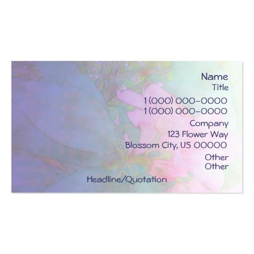 Rhododendrons Pink & Bue Watercolor Business Cards (back side)
