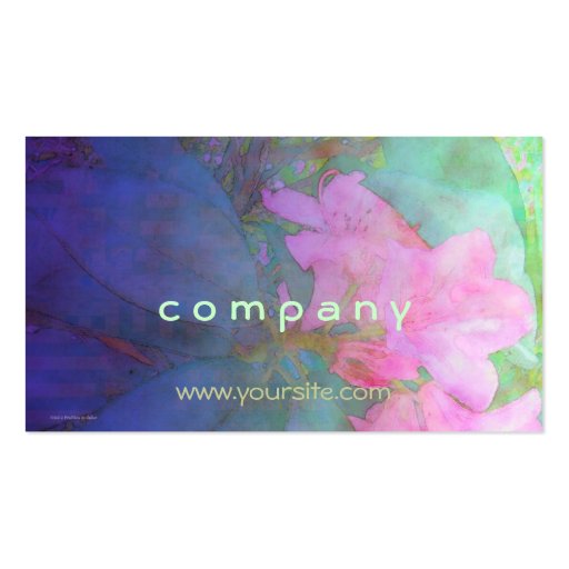 Rhododendrons Pink & Bue Watercolor Business Cards (front side)