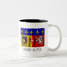 Rhône-Alpes waving flag with name Mug