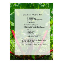 Rhubarb Cake Recipe Post Card