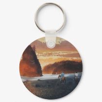 "Rialto Sunset" Horses on Beach Watercolor keychains by PaulJacksonart "Rialto Sunset" Horses on Beach Watercolor keychains