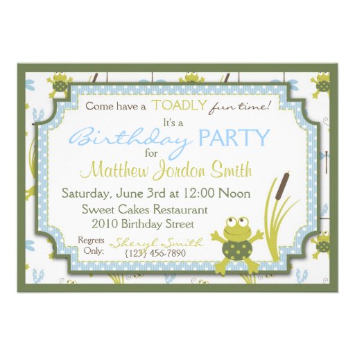 Ribbit Swimming Frog Birthday Invitation A7-C