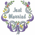 Ribbon and Floral - Just Married embroidered shirts by WedThreads Ribbon and Floral - Just Married embroidered shirts
