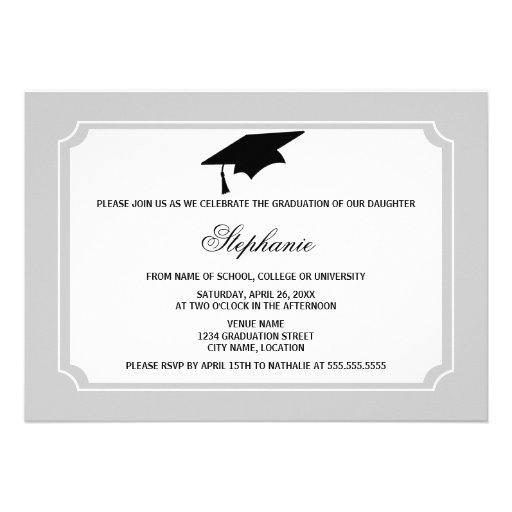 Ribbon Black School Colors Photo Graduation Personalized Invitation