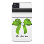 Ribbon Bow & Bling Heart Diamond [green]-iphone4 iPhone 4 Cases