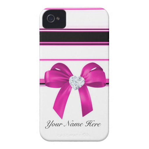Ribbon Bow & Bling Heart Diamond [pink]-iphone4 iPhone 4 Cover