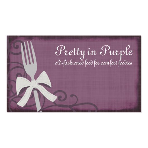 ribbon bow fork chef catering business cards