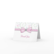 Ribbon Bow Pink Green Blue Thank You Cards