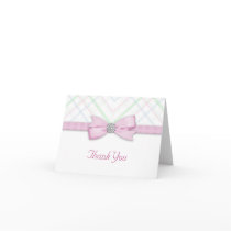 Ribbon Bow Pink Green Blue Thank You Cards