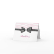 Ribbon Bow Pink Zebra Thank You Cards