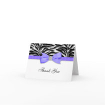Ribbon Bow Purple Zebra Thank You Cards