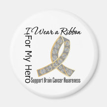Ribbon For My Hero - Brain Cancer Fridge Magnet
