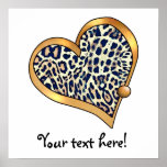 Ribbon Heart-10 Leopard Spots posters