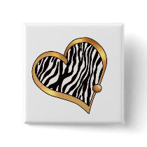 Ribbon Heart-11 Zebra Stripes Buttons