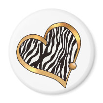 Ribbon Heart-11 Zebra Stripes Refrigerator Magnets