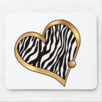 Ribbon Heart-11 Zebra Stripes Mouse Pads