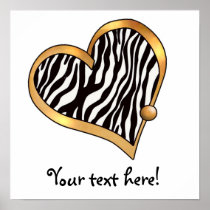 Ribbon Heart-11 Zebra Stripes Posters