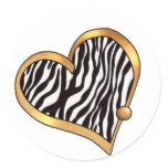 Ribbon Heart-11 Zebra Stripes Stickers
