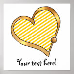 Ribbon Heart-12 Yellow and White Stripes posters