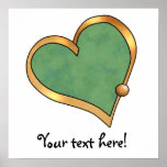 Ribbon Heart-13 Watercolor Green posters