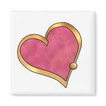 Ribbon Heart-16 Plain Ruby Red Fridge Magnet