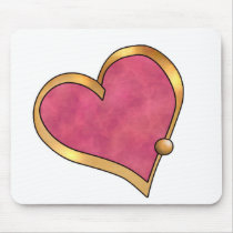 Ribbon Heart-16 Plain Ruby Red Mousepad