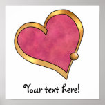 Ribbon Heart-16 Plain Ruby Red posters