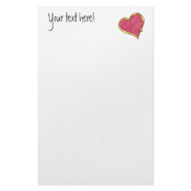 Ribbon Heart-16 Plain Ruby Red Custom Stationery