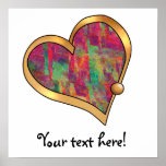 Ribbon Heart-19 Red & Green Splashes posters