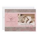 Ribbon pink baby birth announcement invitation