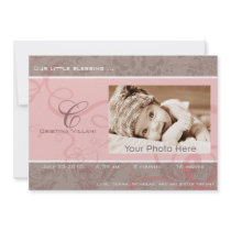 Ribbon pink baby birth announcement